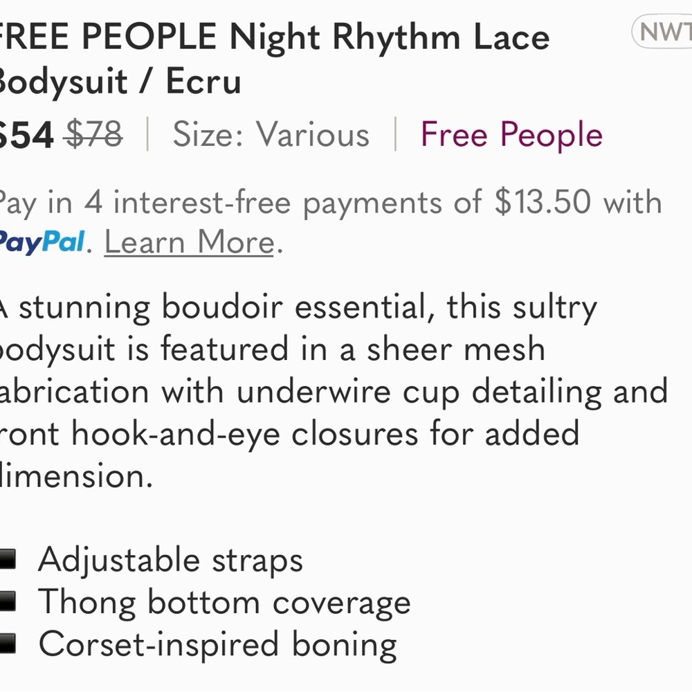 Free People Night Rhythm Lace Bodysuit Size S - Picture 6 of 11